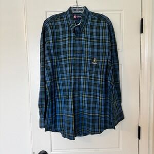 Vintage Chaps Ralph‎ Lauren Green Blue
Plaid Shirt Sz LARGE 1990s EUC